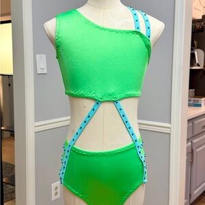 Green and blue costume CL